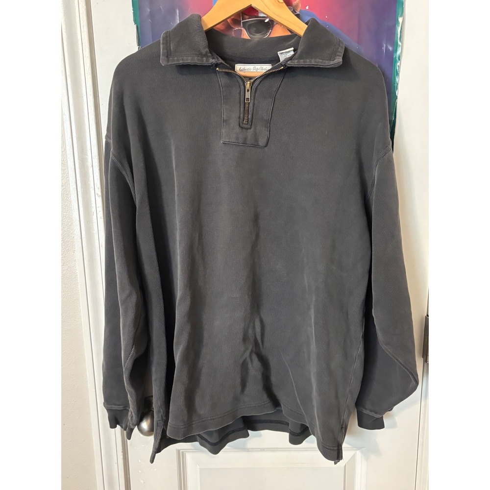 Vintage Gap Outdoor Spirit Quarter Zip Pullover Ribbed Cotton Charcoal Grey XL